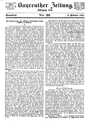 Bayreuther Zeitung Samstag 8. Februar 1851