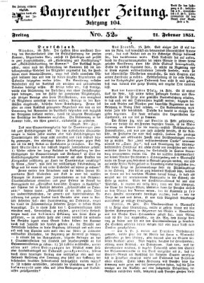 Bayreuther Zeitung Freitag 21. Februar 1851