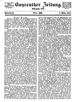 Bayreuther Zeitung Samstag 1. März 1851
