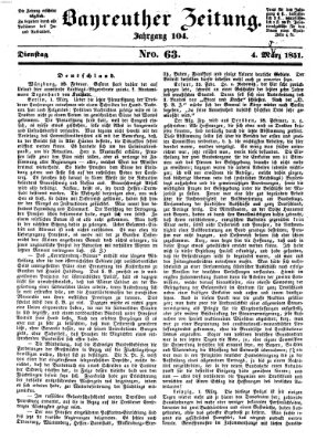 Bayreuther Zeitung Dienstag 4. März 1851