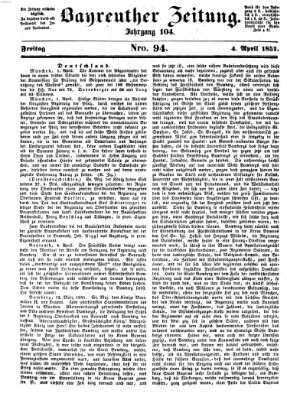 Bayreuther Zeitung Freitag 4. April 1851