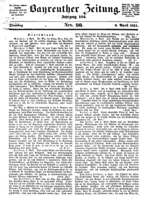 Bayreuther Zeitung Dienstag 8. April 1851