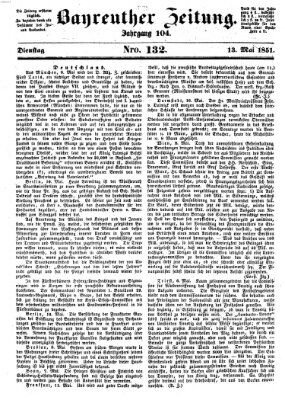 Bayreuther Zeitung Dienstag 13. Mai 1851
