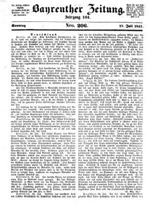 Bayreuther Zeitung Sonntag 27. Juli 1851