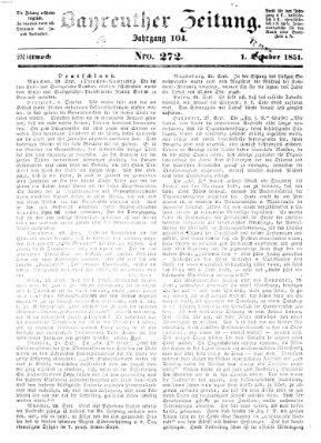 Bayreuther Zeitung Mittwoch 1. Oktober 1851