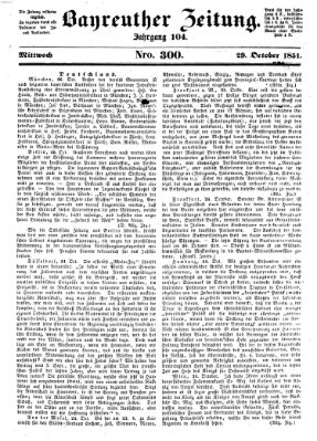 Bayreuther Zeitung Mittwoch 29. Oktober 1851