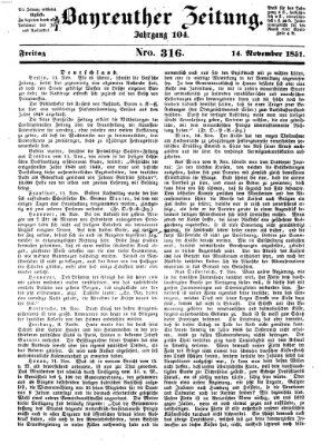 Bayreuther Zeitung Freitag 14. November 1851