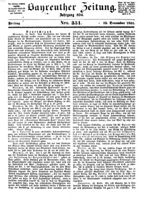 Bayreuther Zeitung Freitag 19. Dezember 1851
