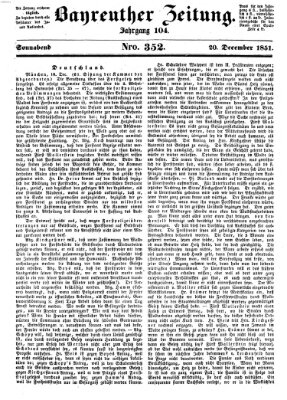 Bayreuther Zeitung Samstag 20. Dezember 1851