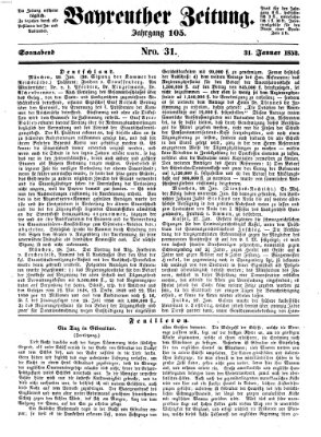 Bayreuther Zeitung Samstag 31. Januar 1852