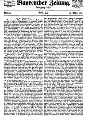 Bayreuther Zeitung Montag 15. März 1852
