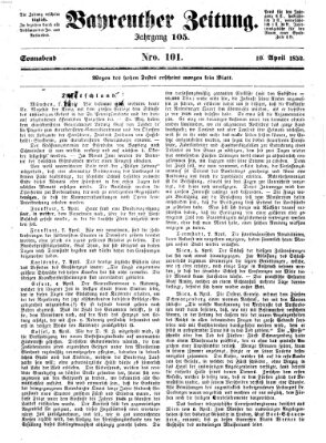 Bayreuther Zeitung Samstag 10. April 1852