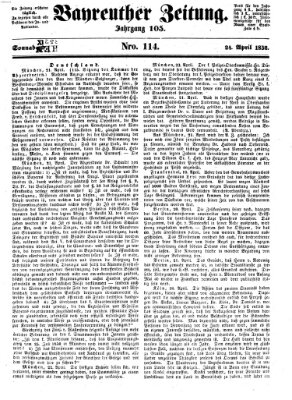 Bayreuther Zeitung Samstag 24. April 1852