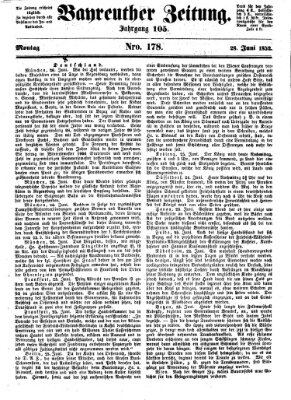 Bayreuther Zeitung Montag 28. Juni 1852