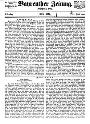 Bayreuther Zeitung Dienstag 27. Juli 1852