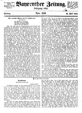 Bayreuther Zeitung Freitag 30. Juli 1852