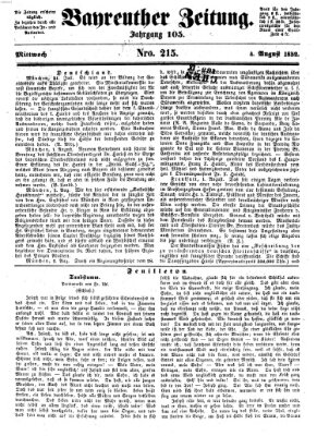 Bayreuther Zeitung Mittwoch 4. August 1852