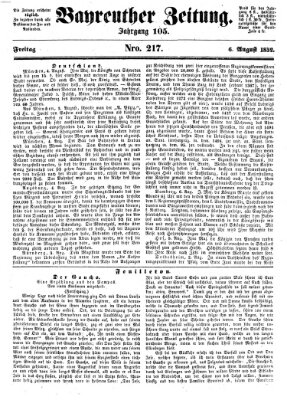 Bayreuther Zeitung Freitag 6. August 1852