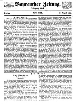 Bayreuther Zeitung Freitag 20. August 1852