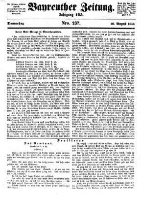 Bayreuther Zeitung Donnerstag 26. August 1852