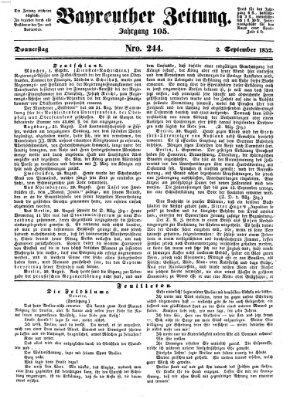 Bayreuther Zeitung Donnerstag 2. September 1852