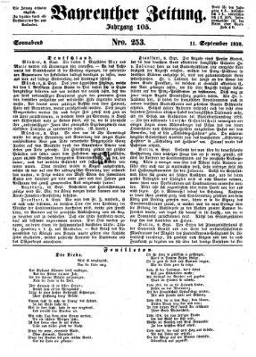 Bayreuther Zeitung Samstag 11. September 1852
