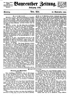 Bayreuther Zeitung Sonntag 12. September 1852