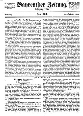 Bayreuther Zeitung Sonntag 31. Oktober 1852