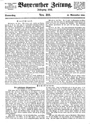 Bayreuther Zeitung Donnerstag 18. November 1852