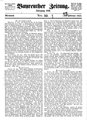 Bayreuther Zeitung Mittwoch 2. Februar 1853