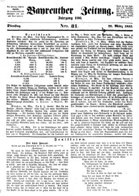 Bayreuther Zeitung Dienstag 22. März 1853