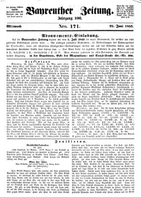 Bayreuther Zeitung Mittwoch 22. Juni 1853