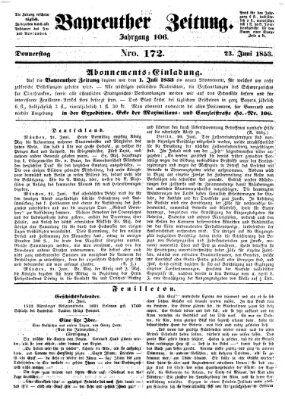 Bayreuther Zeitung Donnerstag 23. Juni 1853