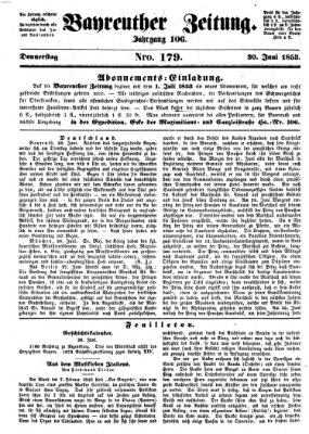Bayreuther Zeitung Donnerstag 30. Juni 1853