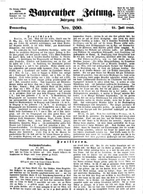 Bayreuther Zeitung Donnerstag 21. Juli 1853