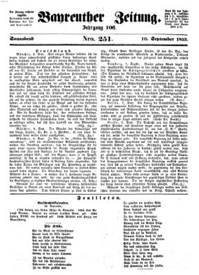 Bayreuther Zeitung Samstag 10. September 1853