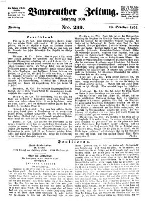 Bayreuther Zeitung Freitag 28. Oktober 1853