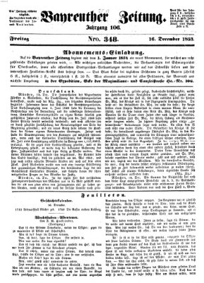 Bayreuther Zeitung Freitag 16. Dezember 1853