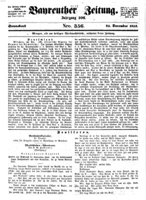 Bayreuther Zeitung Samstag 24. Dezember 1853