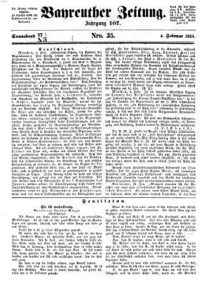 Bayreuther Zeitung Samstag 4. Februar 1854