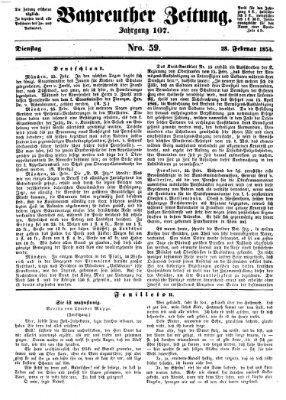 Bayreuther Zeitung Dienstag 28. Februar 1854