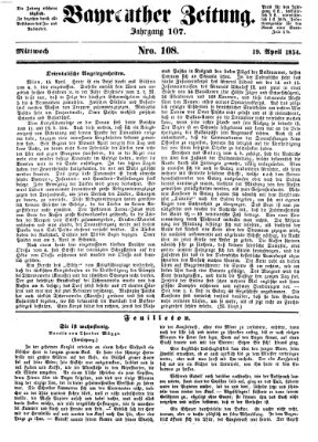 Bayreuther Zeitung Mittwoch 19. April 1854