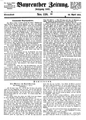 Bayreuther Zeitung Samstag 29. April 1854