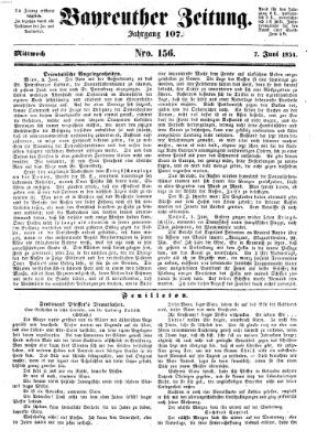 Bayreuther Zeitung Mittwoch 7. Juni 1854