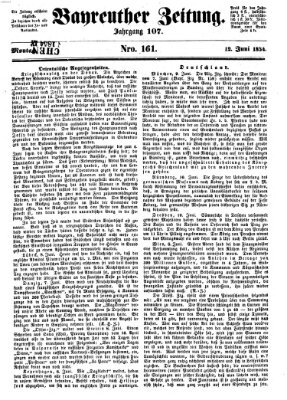 Bayreuther Zeitung Montag 12. Juni 1854