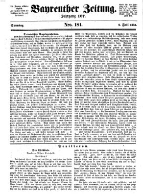 Bayreuther Zeitung Sonntag 2. Juli 1854