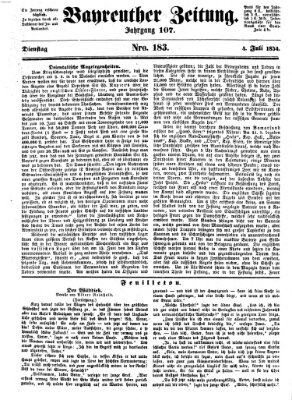 Bayreuther Zeitung Dienstag 4. Juli 1854