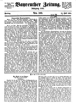 Bayreuther Zeitung Freitag 14. Juli 1854