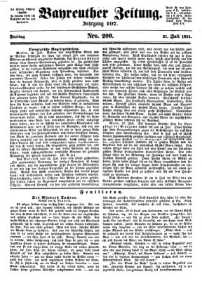 Bayreuther Zeitung Freitag 21. Juli 1854
