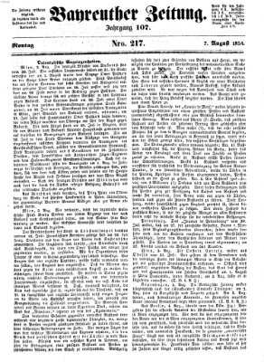 Bayreuther Zeitung Montag 7. August 1854